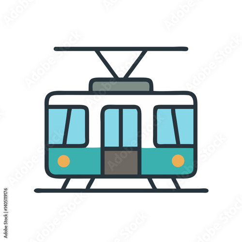 Tram Icon Representing Urban Rail and Streetcar Transportation