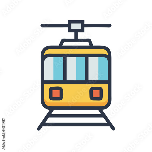 Tram Icon Representing Urban Rail and Streetcar Transportation