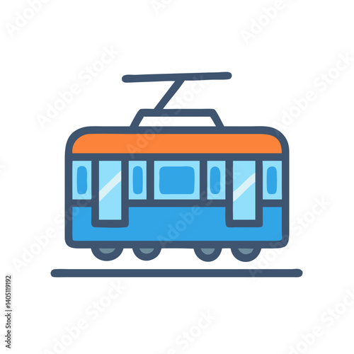Tram Icon Representing Urban Rail and Streetcar Transportation