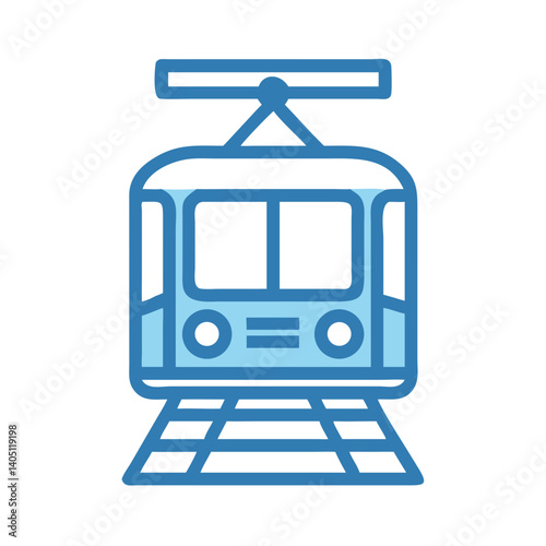Tram Icon Representing Urban Rail and Streetcar Transportation