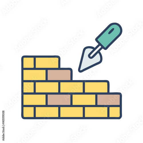 Trowel and Bricks Icon Representing Construction and Masonry Work
