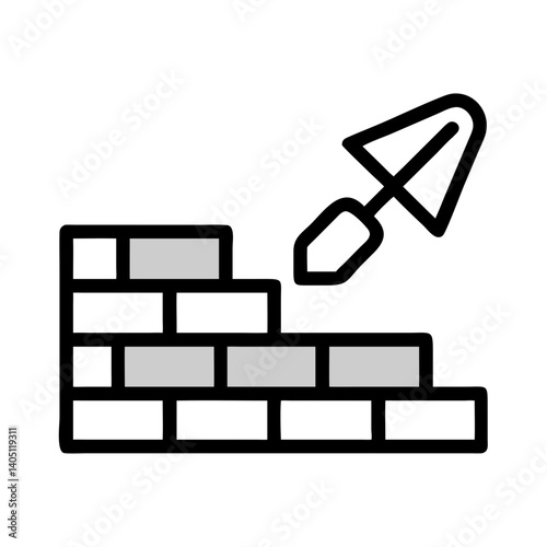 Trowel and Bricks Icon Representing Construction and Masonry Work