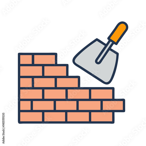Trowel and Bricks Icon Representing Construction and Masonry Work