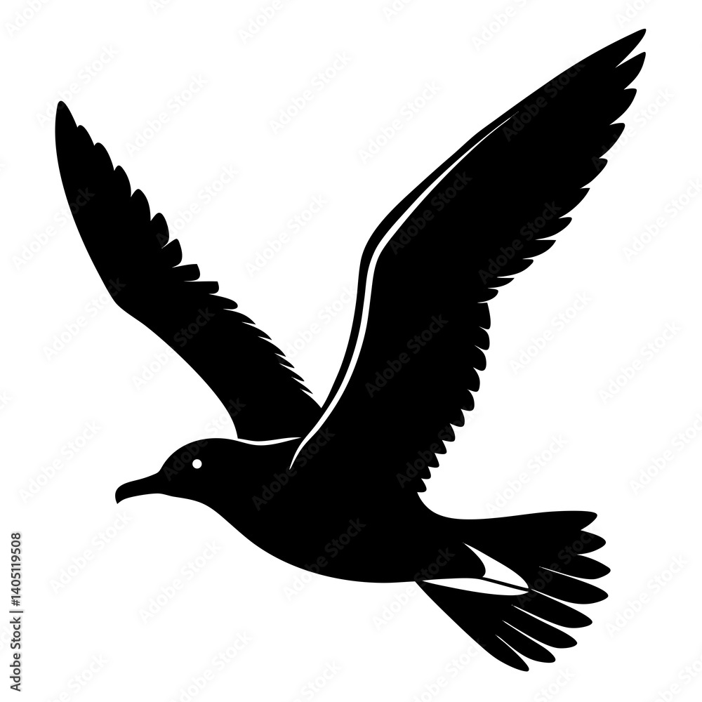 Obraz premium Seagull in Flight Silhouette Vector Art