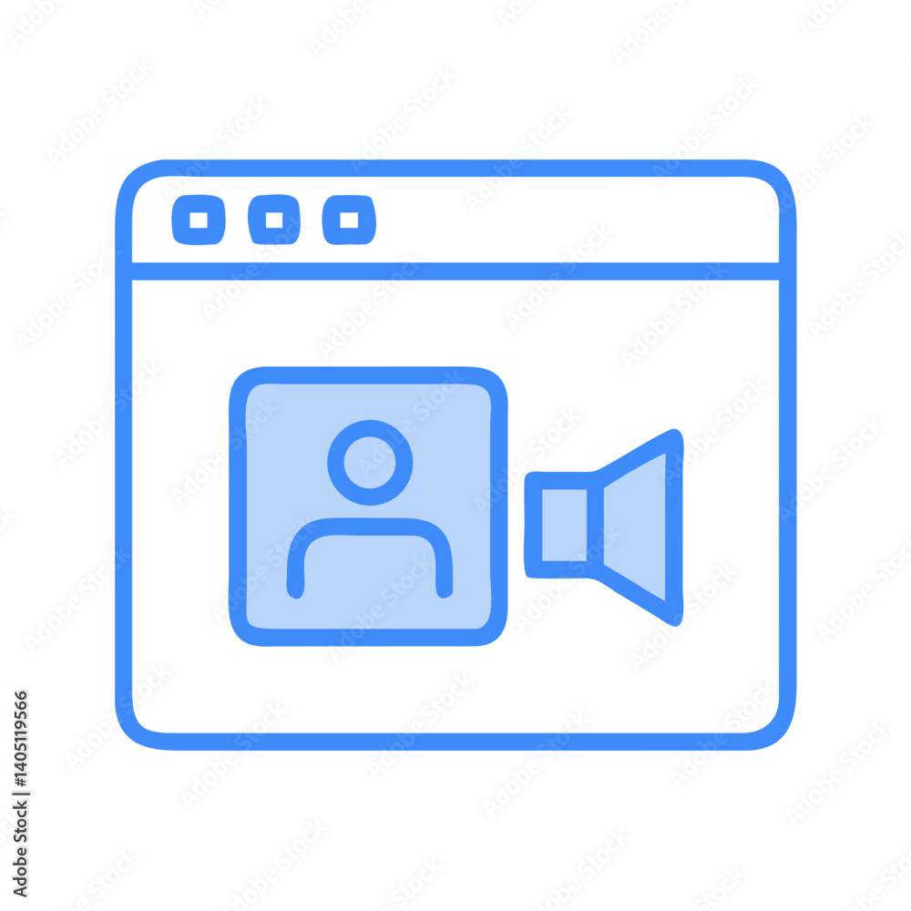 Video Call Window Icon Representing Live Video Communication and Virtual Meeting Video Call Window Icon Representing Live Video Communication and Virtual Meeting