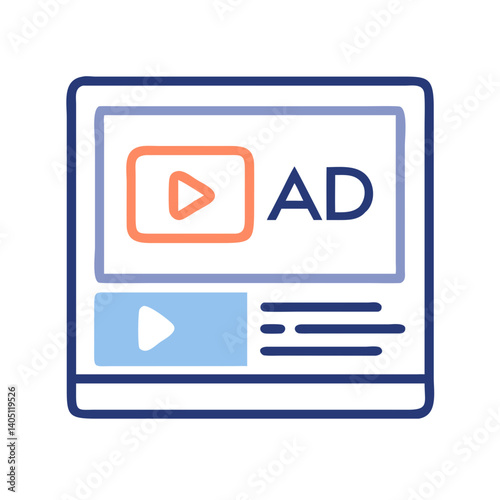 Video Ad Panel Icon Representing Digital Advertising and Online Marketing