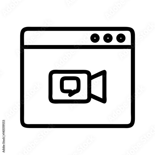 Video Call Window Icon Representing Live Video Communication and Virtual Meeting