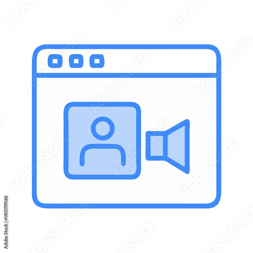 Video Call Window Icon Representing Live Video Communication and Virtual Meeting