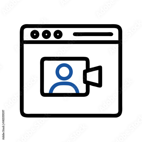 Video Call Window Icon Representing Live Video Communication and Virtual Meeting