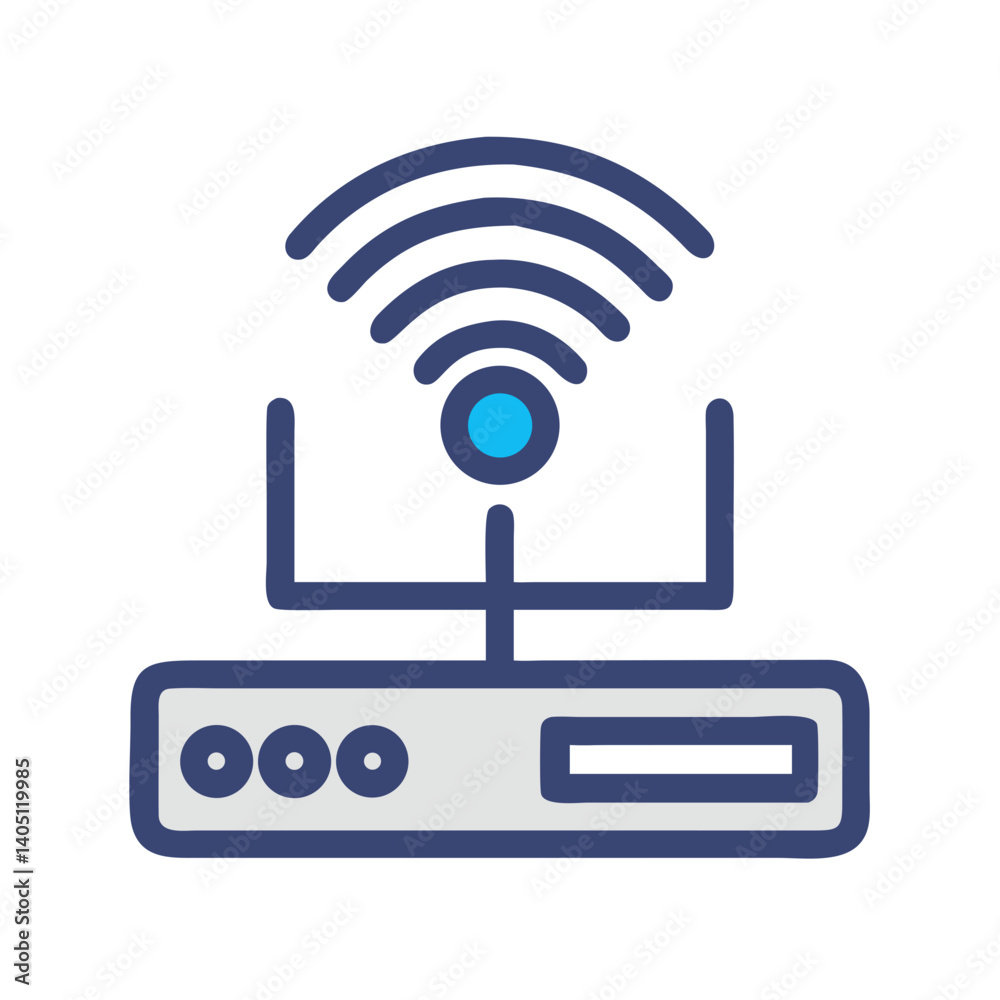 Wi-Fi Router Icon Representing Network Connection and Wireless Internet Wi-Fi Router Icon Representing Network Connection and Wireless Internet