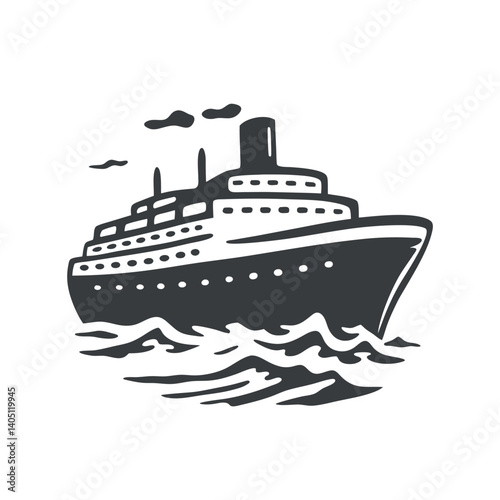 Cruise Ship Hand-Drawn Vector Design