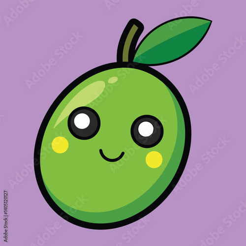 Cute cartoon green olive character illustration