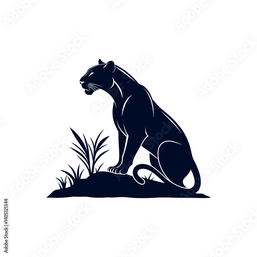 panther,panther face silhouette vector line art logo design