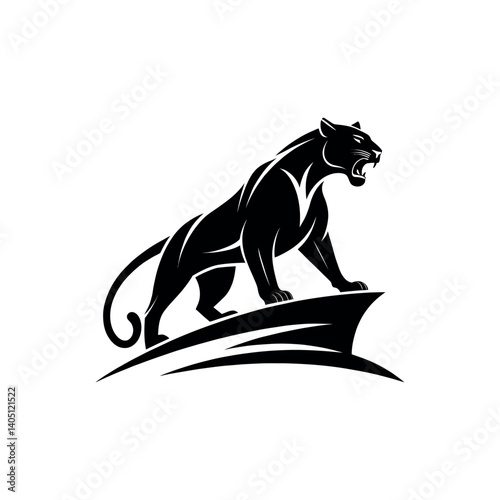 panther,panther face silhouette vector line art logo design