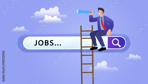business man standing on a signpost