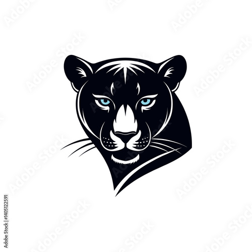 panther,panther face silhouette vector line art logo design