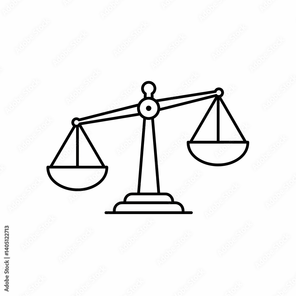 Scales of Justice Line Art Illustration of Balanced Scales Scales of Justice Line Art Illustration of Balanced Scales