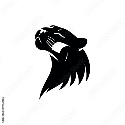 panther,panther face silhouette vector line art logo design