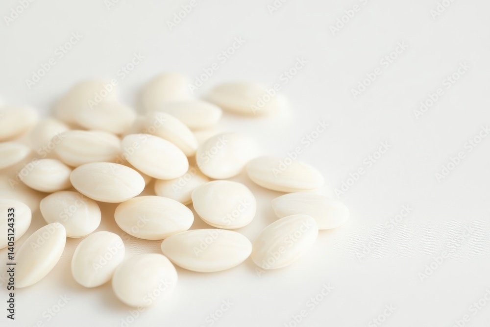 Oval-shaped, pale white pills Oval-shaped, pale white pills