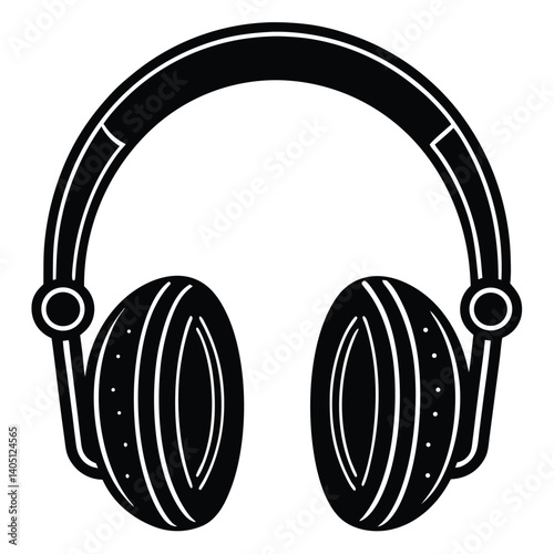 Isolated stereo headphones, black audio equipment on white