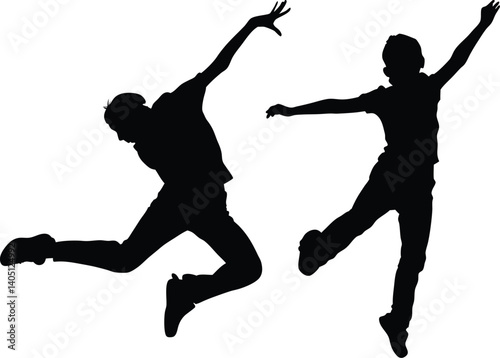 Silhouette Vector of Boys Jumping with Joy and Energy photo