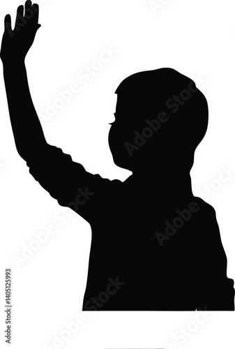 Silhouette Vector of Girl Raising Hand to Ask Question