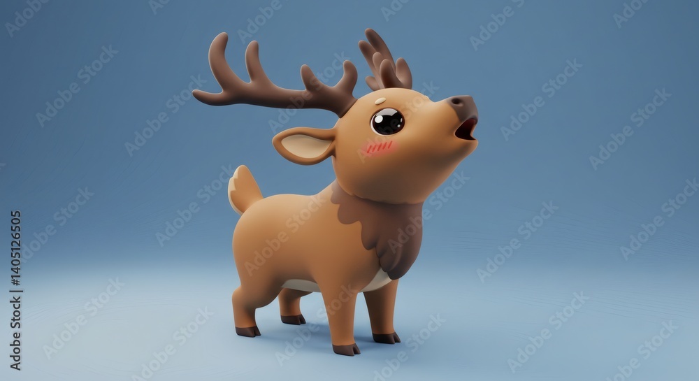 Obraz premium Charming cartoon deer character with joyful expression and prominent antlers