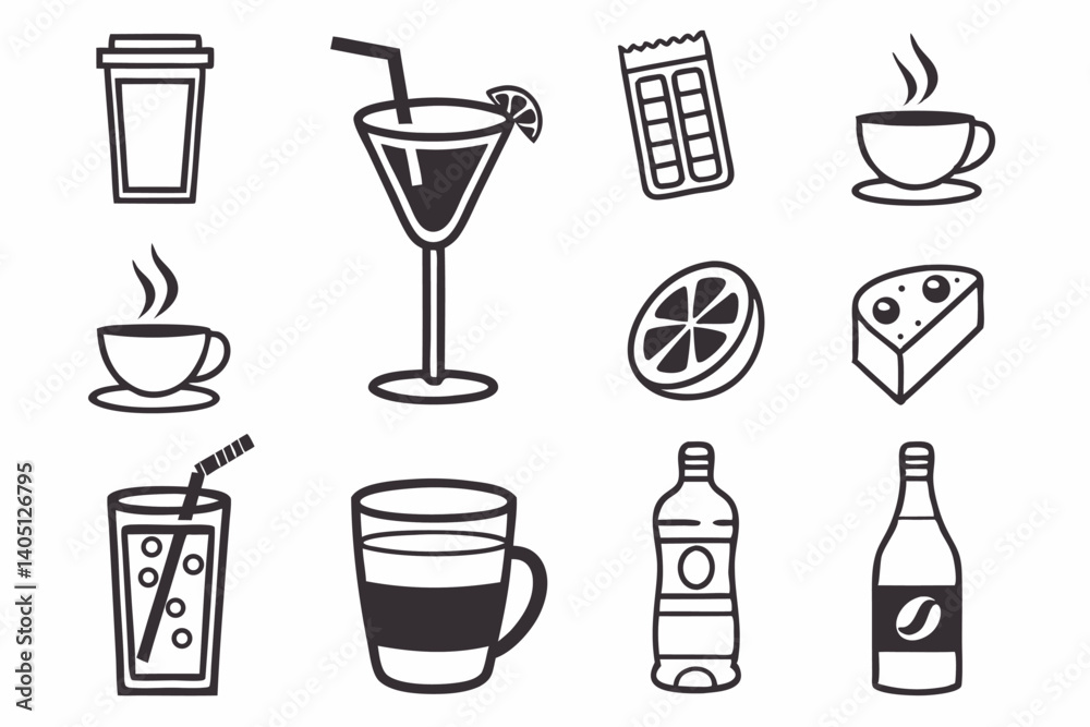 Drink Vector Icons Set Illustrations Drink Vector Icons Set Illustrations
