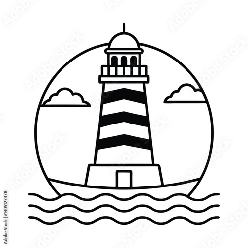 lighthouse line art vector