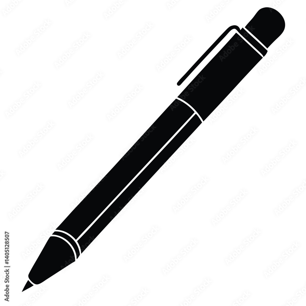 Black ballpoint pen, a metal writing tool, isolated on white Black ballpoint pen, a metal writing tool, isolated on white