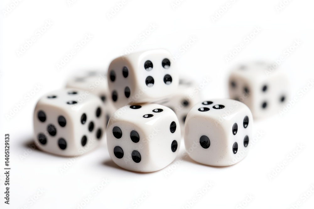 Dice Pile on White Background
