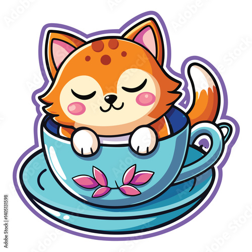 cat with a cup of coffee