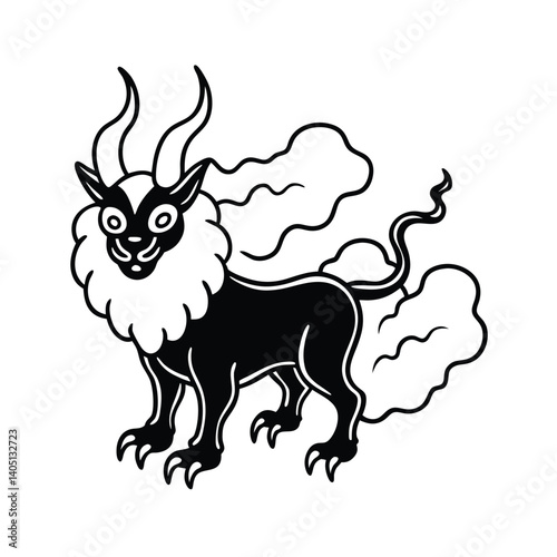 mythical beast in fog