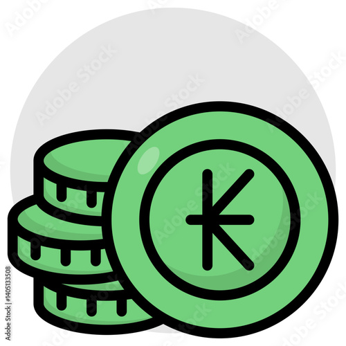 Editable design icon of kip coins