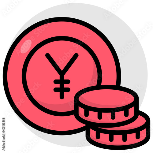 An editable design icon of yen coins