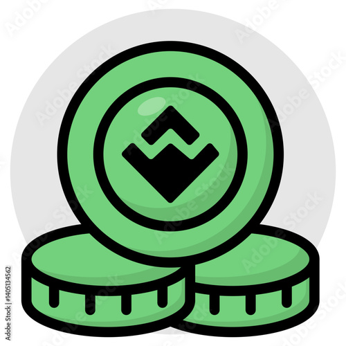 An icon design of wave coins