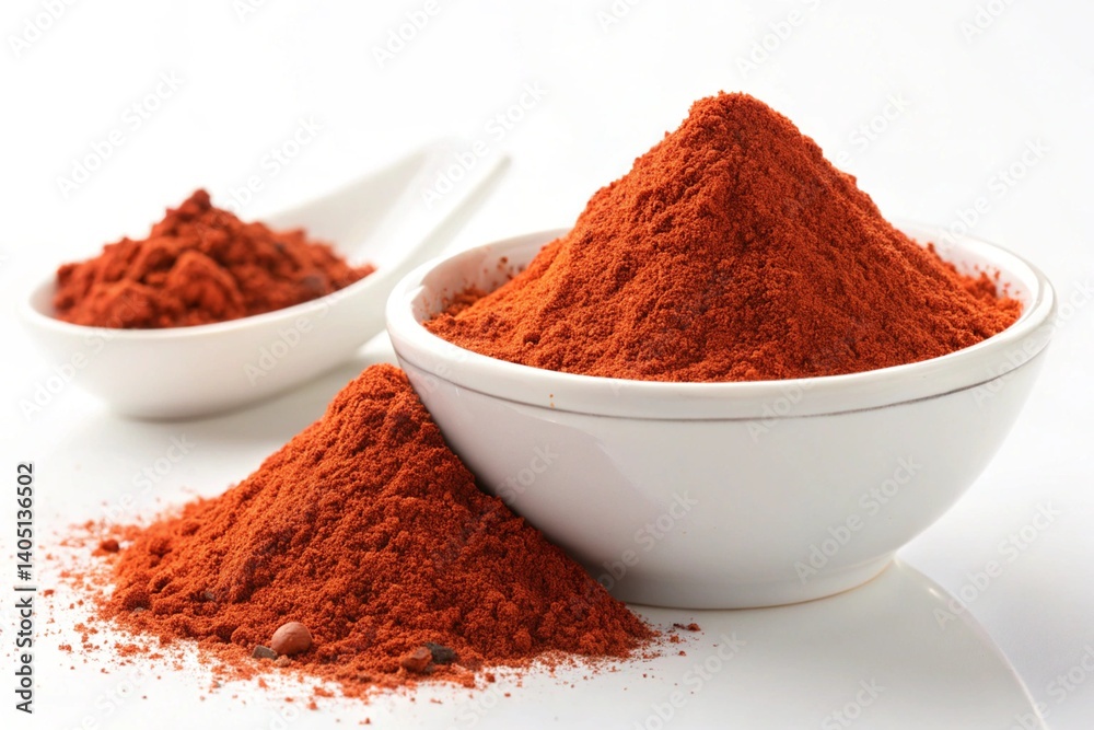 Red hot chili peppers, powder, and paprika are spicy red chili spices, a hot ingredient for flavor in food Red hot chili peppers, powder, and paprika are spicy red chili spices, a hot ingredient for flavor in food