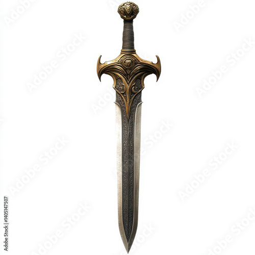 Fantasy sword isolated transparent on white background.
