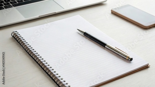 Wallpaper Mural Spiral notebook with pen on desk next to laptop Torontodigital.ca