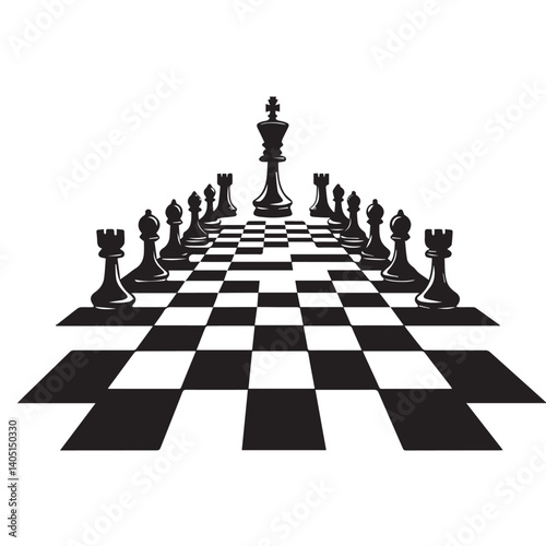 image of a chessboard, vector, black and white graphics
