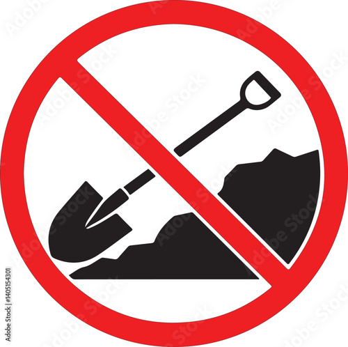 Wallpaper Mural Shovel ban sign. Shovel is forbidden. Prohibited sign of shovel. Red prohibition sign Torontodigital.ca