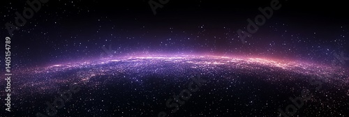 Stunning galaxy gradient from cosmic purple to deep space black, dotted with tiny sparkling stars. Wide cinematic scene, perfect for mystical and celestial themes. High-quality space backdrop