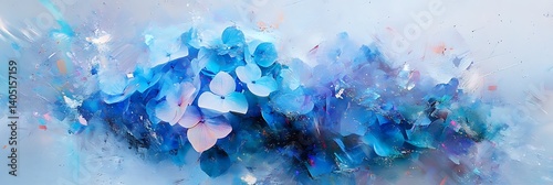 Abstract of blue and white petals as a banner, graphic design, background for a website