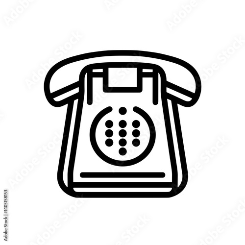 Minimalistic line art illustration of a classic telephone on a clean background