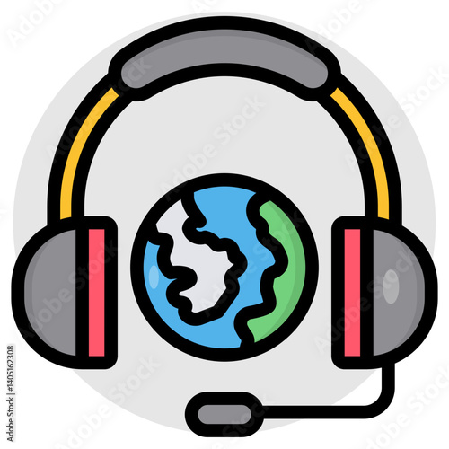 A colored design icon of customer support 