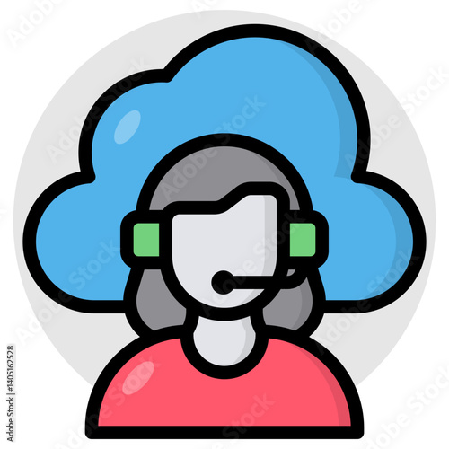 A colored design icon of cloud helpline  