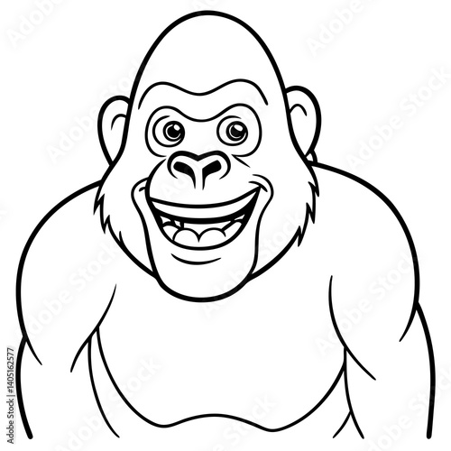 Hilarious Gorilla: A Primate's Playful Grin, Cheeky Ape Expression, Funny Animal Face, Wild Life    
