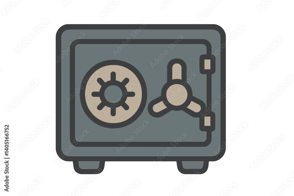 The vector icon of a safe deposit box is shown in a flat style and muted color palette The vector icon of a safe deposit box is shown in a flat style and muted color palette