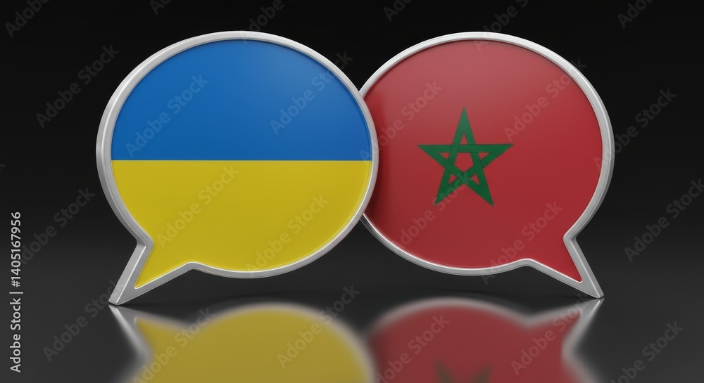 Fototapeta premium Dialogue Between Nations: Ukraine and Morocco Diplomacy Through Speech Bubbles