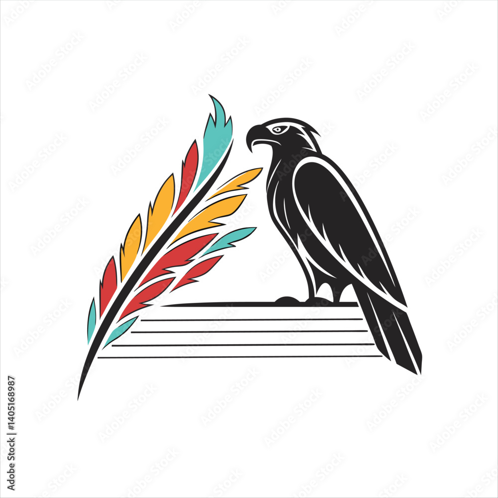 Fototapeta premium Colorful Parrot Logo – Abstract Tropical Bird Vector Illustration